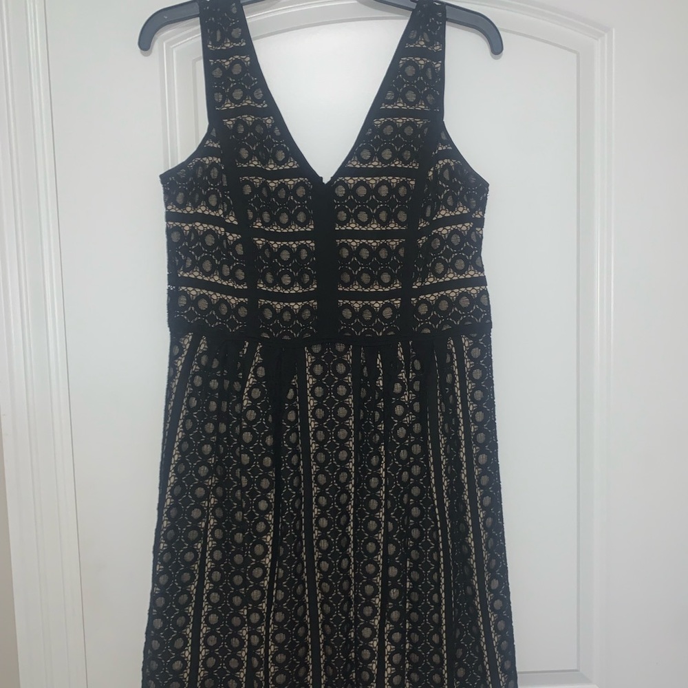 Black dress with nude underlay. Beautiful & comfortable. Perfect for a wedding!